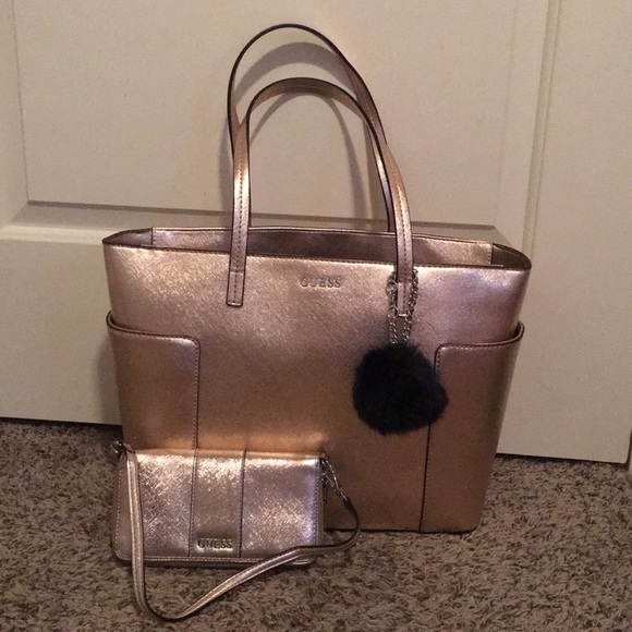 guess rose gold handbag